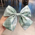 Pinza de pelo con lazo a cuadros verde y blanco, accesorio lindo JK para mujer. - 1# Cedro