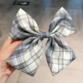 Elegante pinza de lazo a cuadros en blanco y negro para mujeres, accesorio de pelo JK lindo. - 2# Corte suave