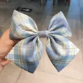 Pince à cheveux nœud papillon à carreaux bleu jaune accessoire coiffure pour femme et fille - 3# Glace