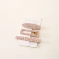 Cute 3-piece pink geometric hair clip set, acrylic side clips and bangs hairpins for daily wear. - 11#