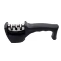 black 3-stage kitchen knife sharpener manual hand-held tool for daily home cooking - Pipe Style