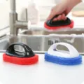 Plastic handle cleaning sponge brush for kitchen sink bathroom tile and floor scrubbing use. - Random Delivery