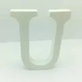White wooden letter U ornament, freestanding wooden sign for home and wedding decor. - White Letter U