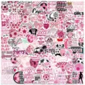 Pegatinas de fútbol rosa 100 piezas calcomanías de vinilo impermeables para portátil maleta - Pack de 100 / Rosa