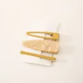 3-Piece Hair Clip Set Acrylic Resin & Gold Metal Hairpins Cute Bangs Side Barrettes - 13#