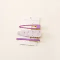 Purple and marbled 3-piece hair clip set, chic geometric metal and acetate side hairpins - 14#