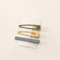 3-piece geometric hair clip set, dark green, camel and dark grey barrettes for daily styling. - 27#