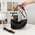 Zwarte gebogen schoudertas voor dames chique zadel dumpling tas casual vintage boodschappentas - Zwart