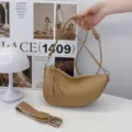 Vintage halve maan dumpling schoudertas voor dames, stijlvolle crossbody tas van PU leer, dagelijks. - Khaki
