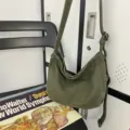 Πράσινη τσάντα ώμου καμβά dumpling, casual ευέλικτη τσάντα χιαστί για γυναίκες και άνδρες. - Πράσινο