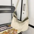 Τσάντα ώμου από καμβά dumpling casual crossbody τσάντα για γυναίκες και άνδρες καθημερινά - Λευκό