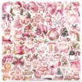 Rosa Weihnachts-wasserdichte Aufkleber Set, süße Weihnachtsmann Schneemann Laptop Koffer Dekore - 50 Stk. Rosa Weihnachten