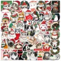 Cute Christmas cat stickers waterproof vinyl decal set for laptop luggage water bottle decoration - 50 Pcs Christmas Cat Stickers