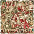 Vintage Christmas stickers waterproof decorative decals for luggage laptop water bottle cup - 50 Pcs Vintage Christmas Stickers