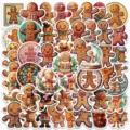 Christmas gingerbread man waterproof stickers for luggage laptop water bottle decal set. - 50 Pcs Gingerbread Man Stickers