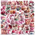 Pink Christmas stickers aesthetic waterproof cute holiday decals for laptop water bottle - 50 Sheets Pink Christmas 2