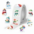 Christmas waterproof stickers roll for laptop luggage water bottle cute snowman decals decor - 500 Pieces Snowman Roll Stickers