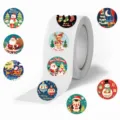 Christmas stickers roll waterproof decorative decals for laptop luggage water bottle set of designs - 500 Pieces Christmas Roll Stickers 6