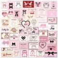 Roze hart strik esthetische stickers schattige waterdichte vinyl stickers voor notitieboekje - Roze Hart Strik