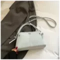 Simple Korean style light blue handbag women daily commute casual trendy crossbody bag - No Pendant / Blue