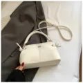 White minimalist Korean style handbag, casual fashion shoulder crossbody bag with bow detail. - No Pendant / White