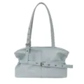 Light green women's shoulder underarm bag, fashion commuting leather handbag with buckle details. - Green Without Pendant