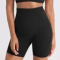 Pantalones cortos moldeadores negros talle alto control de abdomen elastico fitness deportivo - S/M / Negro