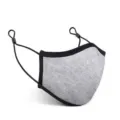 Graue Baumwoll-Staubmaske, wiederverwendbare waschbare Gesichtsmaske mit verstellbaren Ohren. - M / Grau Schwarzer Rand