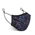 Schwarze Staubmaske mit buntem Totenkopf-Druck und praktischen verstellbaren Ohrschlaufen. - M / 73003 (Bedruckt)