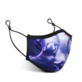 Waschbare wiederverwendbare Stoff-Gesichtsmaske mit blauem Blumenmuster und verstellbaren Ohren. - M / 73006 (Bedruckt)