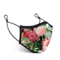 Wiederverwendbare Baumwoll-Mundschutzmaske mit tropischem Blumenmuster und verstellbaren Ohren. - M / 73008 (Bedruckt)