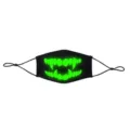 Schwarze wiederverwendbare Gesichtsmaske mit grün leuchtendem Monsterzähne Muster. - M / 51004 (Fluoreszierend)