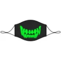Schwarze Stoffgesichtsmaske mit leuchtendem gruenem Monsterzaehne Design im Alltag. - M / 51006 (Fluoreszierend)