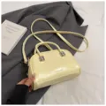 Yellow Boston handbag for women, stylish PU leather shoulder crossbody pillow bag with metal decor. - No Pendant / Yellow