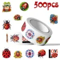 500pcs Roll Cute Ladybug Stickers Waterproof Decals for Luggage Laptop Phone Decor - 500 Sheets/Roll