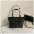 Classic black tote bag for women, large capacity shoulder bag for daily commute, work and study. - No Pendant / Black