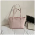 Pink minimalist commuter tote bag with double handles for daily work and study use. - No Pendant / Pink