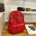 Κόκκινο διχτυωτό σακίδιο πλάτης γυναικείο καλοκαιρινή παραλία ταξίδι ελαφρύ διαπνέον - Κόκκινο