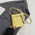 Yellow mini crossbody bag women fashion shoulder bag cute bear pendant casual PU leather. - With Pendant / Yellow