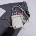 White PU leather mini handbag cross-body shoulder bag for women fashion cute style daily use. - With Pendant / Off White