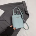 Korean style fashion women shoulder crossbody mini phone bag, light blue handbag - No Pendant / Blue