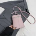 Korean style pink mini shoulder bag, trendy PU leather crossbody phone bag for women. - No Pendant / Purple