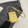 Yellow mini shoulder bag for women, stylish PU leather crossbody bag with top handle. - No Pendant / Yellow