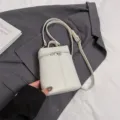 Chic white mini shoulder bag, premium faux leather crossbody bag with zipper for women. - No Pendant / Off White