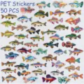 50 Stk. bunte Fische PET Aufkleber wasserdicht DIY Scrapbooking Sticker Deko für Handy - 50 Fisch-Sticker
