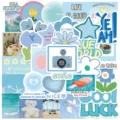 30 Stk. blaue Aesthetik Sticker wasserdicht niedliche Cartoon Aufkleber fuer DIY Tagebuch Huelle - Meersalz-Soda
