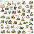 Waterproof garden PET stickers decorative DIY decals for phone journal 50pcs set - 50 Green Garden & Landscape Stickers