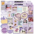 Aesthetic purple cartoon stickers pack, waterproof cute DIY decals for journal phone case. - Purple Party