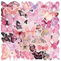 Süße rosa Schmetterling Aufkleber wasserdichte DIY Deko Abziehbilder für Laptop und Tasse. - 50 Stück/Packung / Rosa