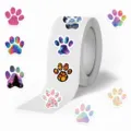 Paw print stickers roll, colorful cute pet paw decal tape for DIY scrapbooking journal crafts. - Single Roll